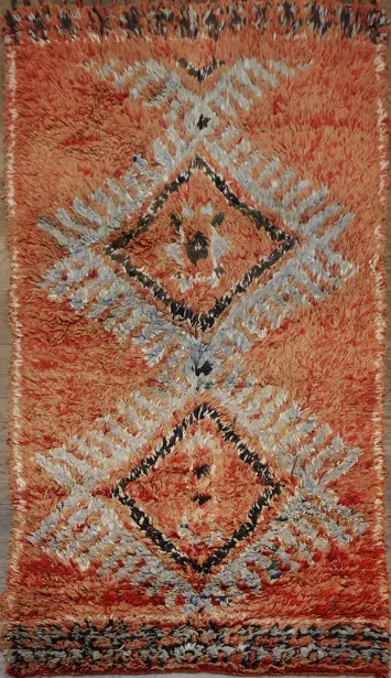 Orange Moroccan Oriental Area Rug 4x7