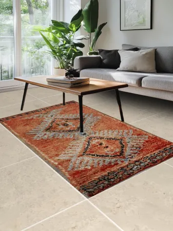 Orange Moroccan Oriental Area Rug 4x7