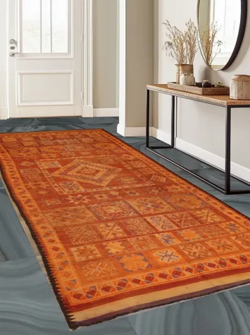 Orange Moroccan Wool Area Rug 6x13