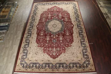 Vegetable Dye Red Tabriz Handmade Rug 12x18