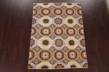 Vegetable Dye Khotan Geometric Area Rug 5x7