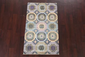 Vegetable Dye Khotan Hand-Knotted Wool Rug 3x5