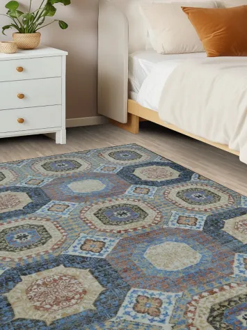 Vegetable Dye Khotan Geometric Area Rug 4x6