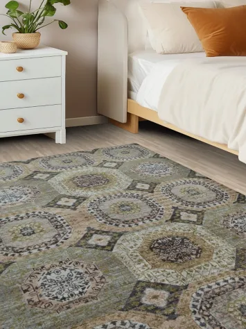 Vegetable Dye Khotan Geometric Area Rug 4x6