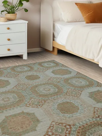 Vegetable Dye Khotan Wool Area Rug 4x6