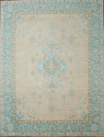 Vegetable Dye Oushak Turkish Wool Area Rug 9x12