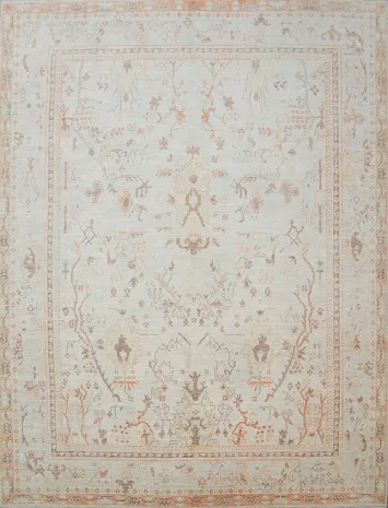 Vegetable Dye Oushak Turkish Area Rug 9x12