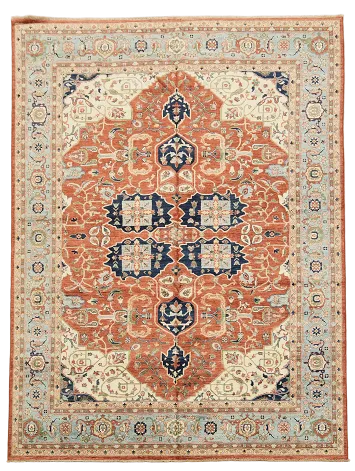 Traditional Heriz Serapi Living Room Wool Rug 9'x12'