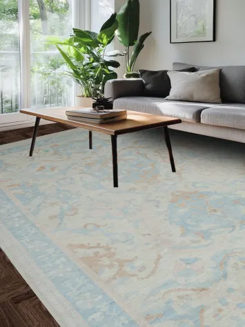 Vegetable Dye Muted Oushak Turkish Area Rug 9x13