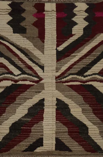 Stylish Blend Moroccan Wool Area Rug 8x11 with Shapes and Warm Hues