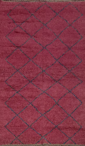 Pink Moroccan Area Rug 7x11 Subtle Geometric Pattern Charm