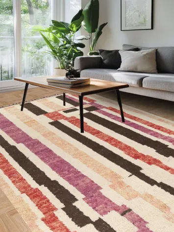 Wool Moroccan Abstract Area Rug 7x11