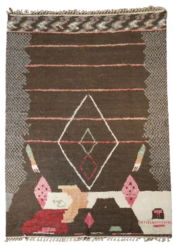 Modern Moroccan Wool Area Rug 9x12