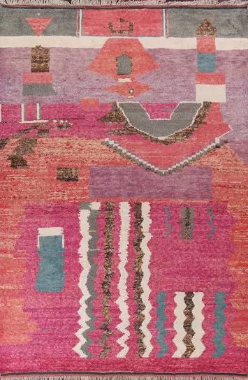 Abstract Moroccan Wool Area Rug 9x13