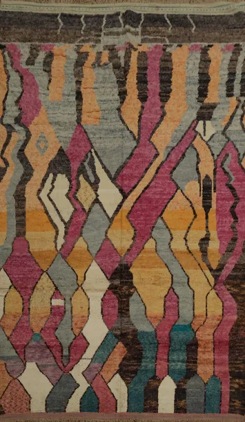 Dynamic Colorful Waves Abstract Moroccan Large Rug 10x15