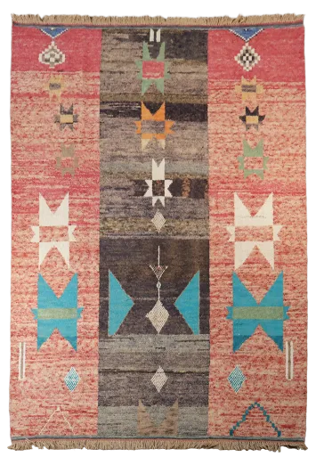 Modern Moroccan Oriental Wool Area Rug 9x13
