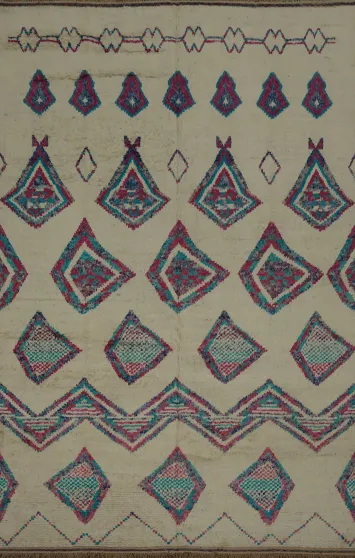 Chic Moroccan Large Area Rug 9x13 with Intricate Diamond Patterns