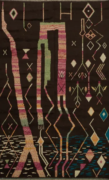 Bold and Artistic Moroccan Large Rug 10x15 with Linear Designs