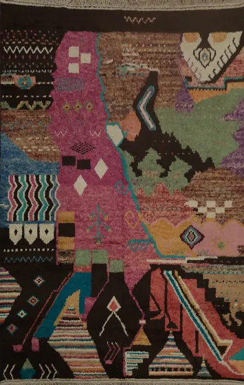 Vibrant Abstract Design Moroccan Large Area Rug 9x13