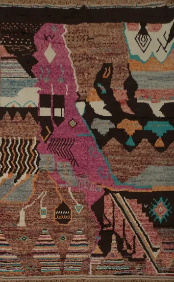 Vibrant Geometric Moroccan Large Area Rug 9x13 in Bold Earth Tones