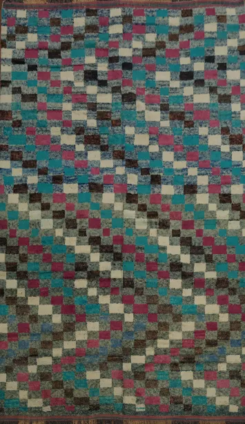 Wool Checkered Moroccan Handmade Rug 10x15