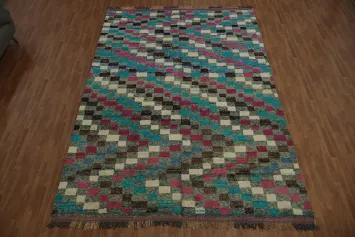 Wool Checkered Moroccan Handmade Rug 10x15