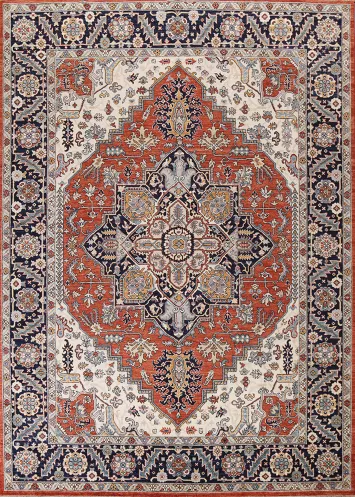 Vegetable Dye Heriz Serapi Wool Area Rug 9x12