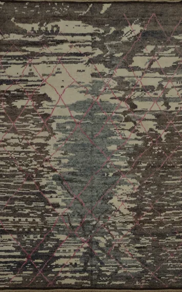 Stylish Floor Moroccan Wool Area Rug 9x13 with Eye-Catching Shapes