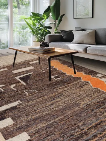 Abstract Moroccan Wool Area Rug 7x11