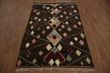 Colorful Diamond-Pattern Moroccan Wool Area Rug 6x10