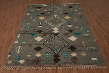 Bohemian Aesthetic Geometric Moroccan Wool Area Rug 8x11