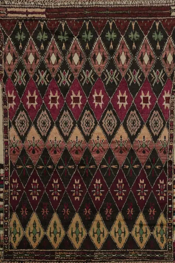 Diamond Pattern Moroccan Area Rug 9x13 with Rich Earthy Tones