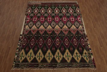 Diamond Pattern Moroccan Area Rug 9x13 with Rich Earthy Tones