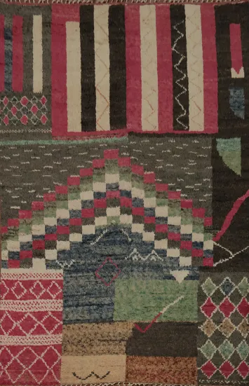 Lively and Dynamic Moroccan Wool Area Rug 9x12 for Modern Interiors