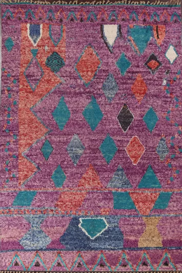 Geometric Moroccan Wool Area Rug 9x13