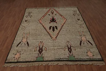 Rustic Charm: Earth Tone Geometric Moroccan Wool Area Rug 8x11