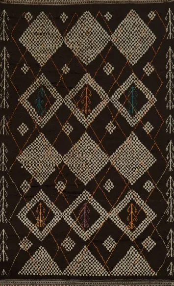 Dark-Toned Moroccan Large Rug 10x15 with Exquisite Geometric Patterns