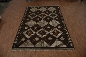 Dark-Toned Moroccan Large Rug 10x15 with Exquisite Geometric Patterns