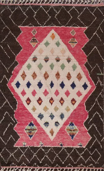 Geometric Moroccan Wool Area Rug 5x8
