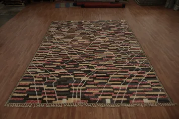 Sophisticated Earth-Hued Moroccan Area Rug 9x13 with Urban Style