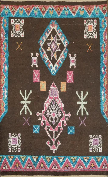 Vibrant Geometric Patterns Moroccan on a Modern Bohemian Rug 6x10 ft