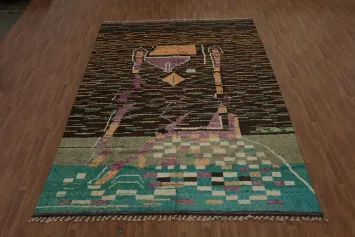 Artistic Moroccan Wool Large Rug 10x15 Infused with Vibrant Rich Hues
