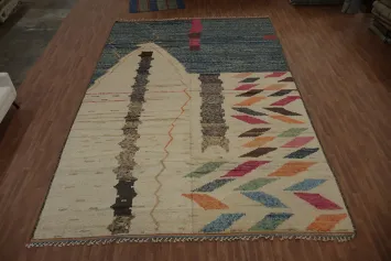 Artistic Moroccan Large Rug 12x19 with Vivid Colors and Abstract Design