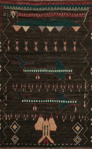 Transform Your Space with This Dark Moroccan Wool Area Rug 8x11