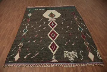 Stylish and Artistic Tribal Pattern Moroccan Wool Area Rug 8x11