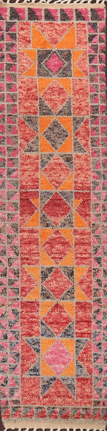 Geometric Moroccan Wool Runner Rug 2x13