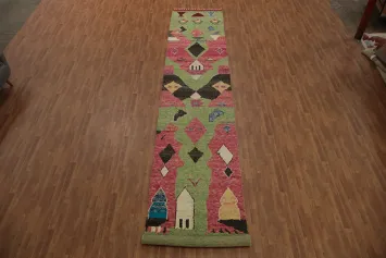 Artistic Moroccan Runner Rug 4x22 with Vibrant Geometric Designs