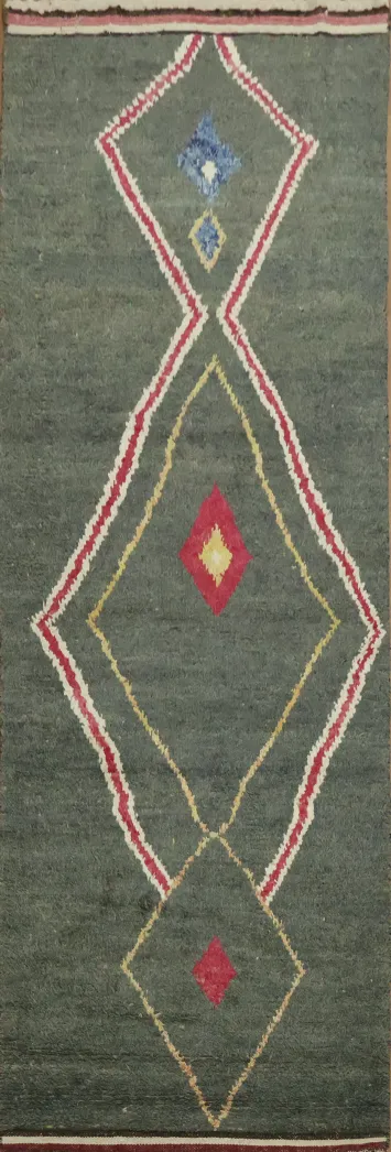 Tribal Moroccan Wool Runner Rug 4x11