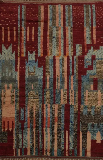 Vibrant Stripes Nomadic Artistic Moroccan Area Rug 8x11