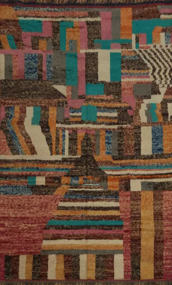 Abstract Moroccan Wool Area Rug 9x13 Perfect for Contemporary Decor